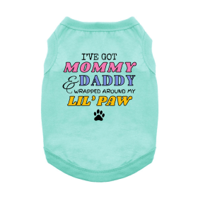 Wrapped Around My Lil Paw Dog Shirt (Color: Teal, size: large)