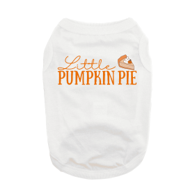 Little Pumpkin Pie Dog Shirt (Color: White, size: small)