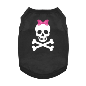 Pirate Skull with Pink Bow Dog Shirt (Color: Jet Black, size: small)